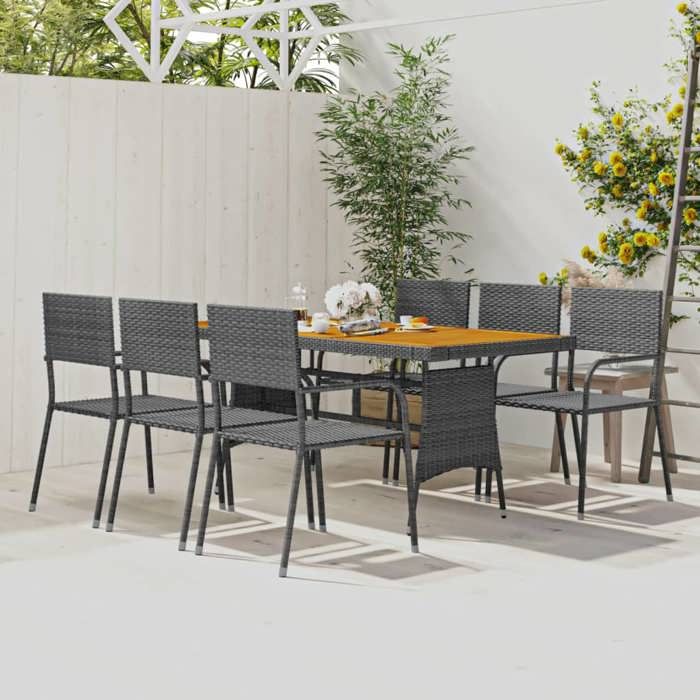 vidaXL Ensemble à manger d'extérieur 7 pcs Résine tressée - vue 4