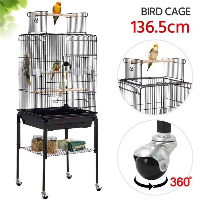 Meilleurs prix pour Yaheetech Cage Oiseaux avec Chariot Détachable sur Roulettes, 2 Mangeoires 3 Perchoirspour, Perruche Conure Soleil Molina Jandaya