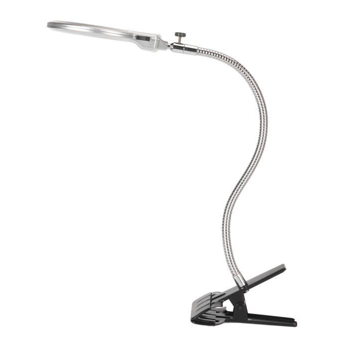 Lampe Loupe QWORK Avec Pince - 10X, LED Dimmable, 3 Modes Couleur - Pour Couture, Lecture, Bricolage