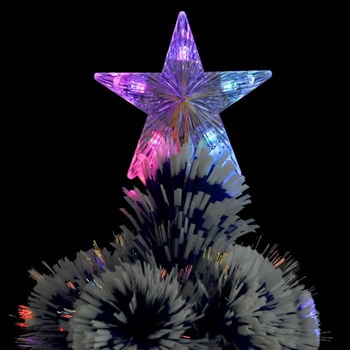 Sapin De Noël Artificiel Vert 210 Cm Avec Lumières Fibre Optique Multicolores - Support Inclus