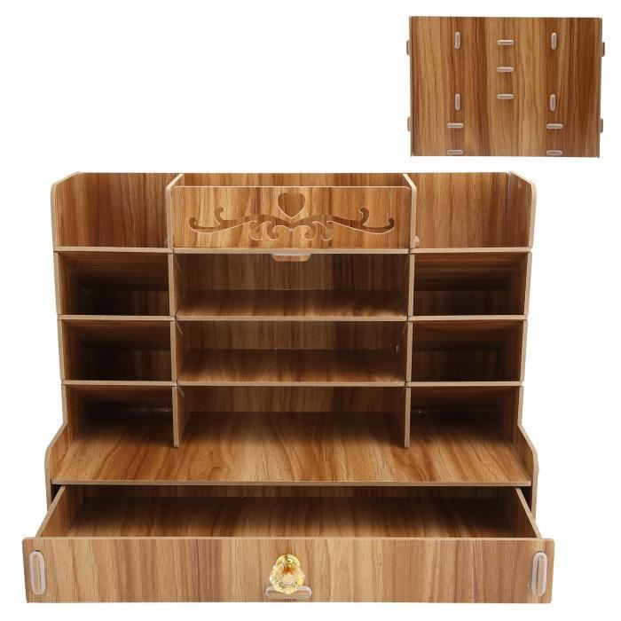 Organiseur de bureau - VVIKIZY - Étagère en bois - Support de rangement