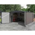 Garage en acier galvanisé effet bois gris 15,1 m² - NERON-1