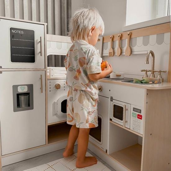 Cuisine Jouet En Bois Pliante Pour Enfant - Avec Ustensiles, Évier Et Plaque - Jeu D'imitation Dès 3 Ans