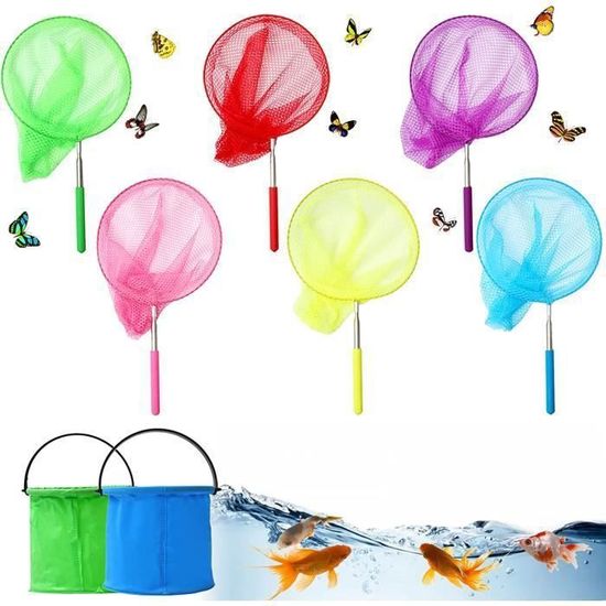 Set De 2 Filets à Papillons Et Poissons Pour Enfants - Télescopiques, Longueur Ajustable 37-85cm
