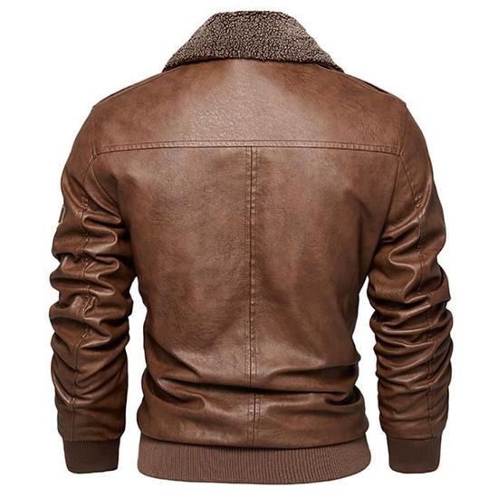 Vestes Homme Hiver Col Polaire Veste Moto Une Pièce Fourrure