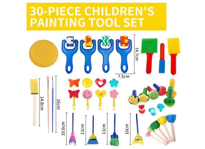 Brosses de peinture à l'éponge d'apprentissage précoce [Multicolore-2 Brosses de peinture à l'éponge d'apprentissage précoce [Multicolore-2