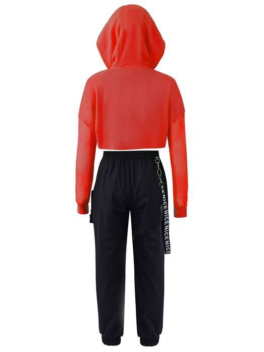 Ensemble Danse Hip-Hop Fille - Crop Top + Sweat à Capuche + Pantalon Cargo - Tenue Streetwear 5 à 14 Ans - 3