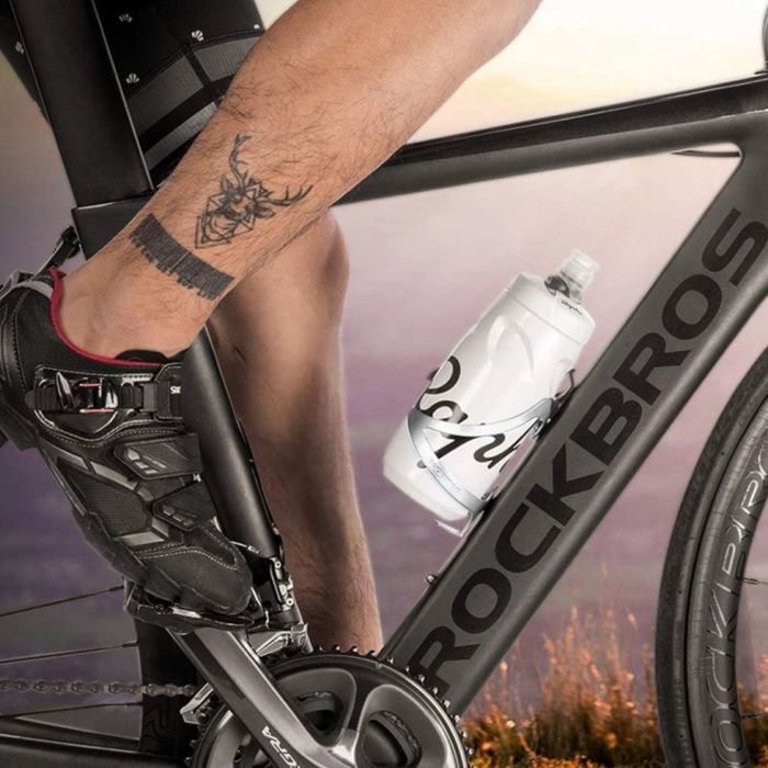 ROCKBROS Porte-bidon Vélo + Bidon 600 Ml Sans BPA – Léger, Universel Route/VTT, Noir – Installation Facile