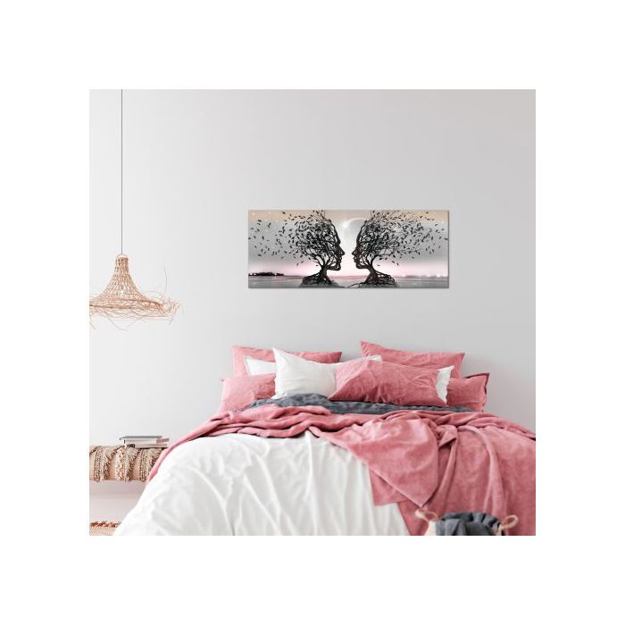 Runa Art Quadro Moderno Su Tela Non Tessuta - Gigli Astratti Violet E Grigio, 110g/m², Made In Germany, 036812b