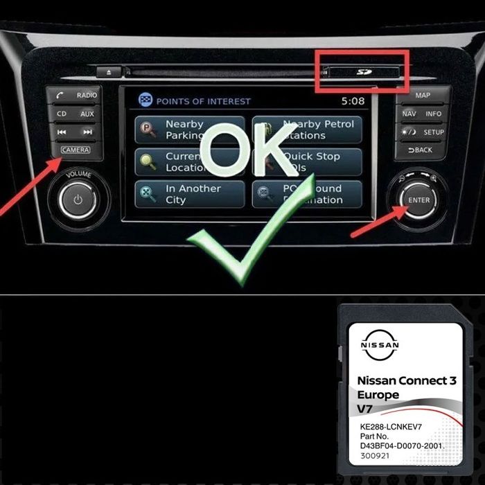 European Roads SD Card Générique Europe 2022 V7 GPS Navigation SD Card - Database Q1.2021 - D43BF04 -D0070-2001 Compatible With Nissan Connect 3 LCN2 Q1.2021 Map Database