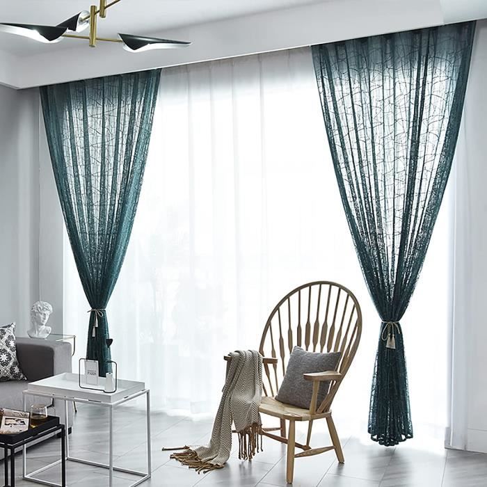 SK Studio Rideaux Voilage Semi-Transparent Rideaux En Dentelle Avec Tige De Poche Pour Chambre à