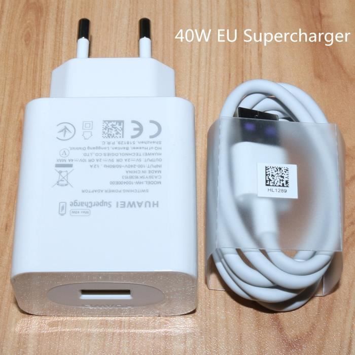 Original Huawei Super Charger USB Turbo Fast Chargeur Secteur Charge Rapide  40w