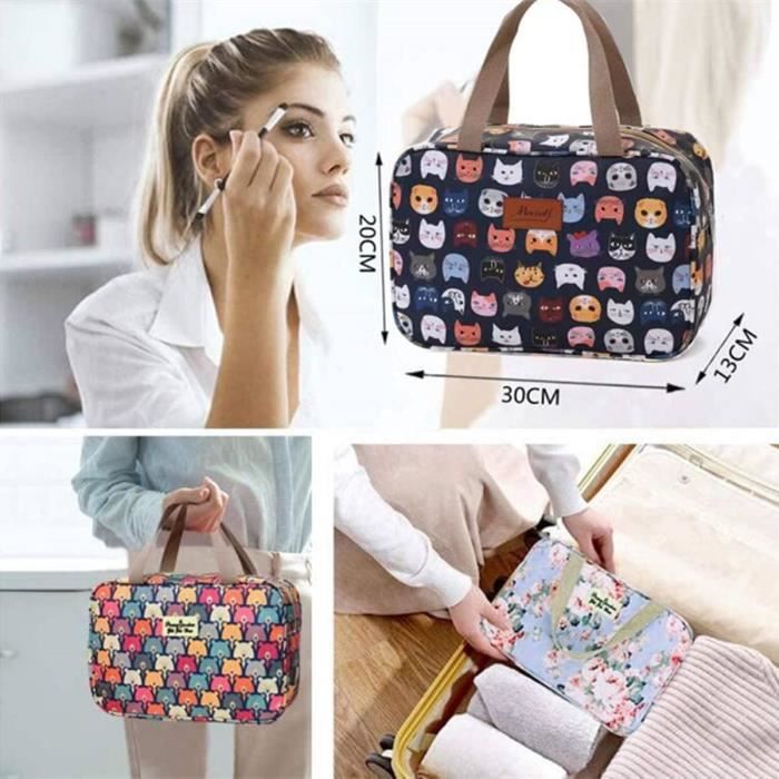 Sac De Toilette En Coton Imprimé Tigre Indien - Réversible - Taille Grande