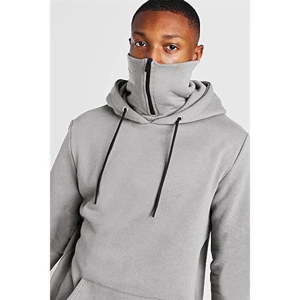 Sweat Capuche Homme Col Haut Style Sportif Ext rieur Simple