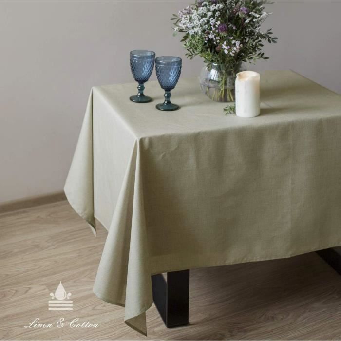 Nappe De Table Imperméable Antidérapant Anti Tache Adele -100% Linbeige ...