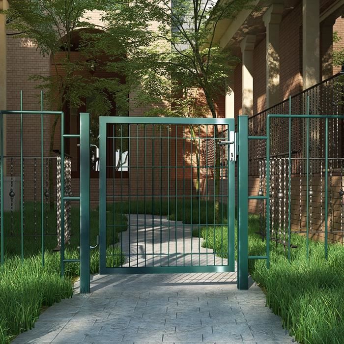 Portillon de jardin 106x150 cm Portail de clôture en grillage Avec serrure  et clés Aspect vert esthétique GGD250L SONGMICS - Cdiscount Bricolage
