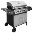 🌊9876 Barbecue à gaz pour Jardin Terrasses BBQ Brasero Ménager - 6 + 1 zone de cuisson Noir et argenté-2