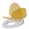 81252Haut de gamme® Lot de 2 Abattant WC Siège de Cuvette WC - Silencieuse - avec couvercles Plastique Blanc et jaune-2