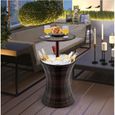GIANTEX Cool Bar en Rotin 17 L,Table de Jardin Rétractable 2 en 1 avec Glacière en Fer, 41,5x43,5x57-95cm,pour Terrasse,Piscine-2