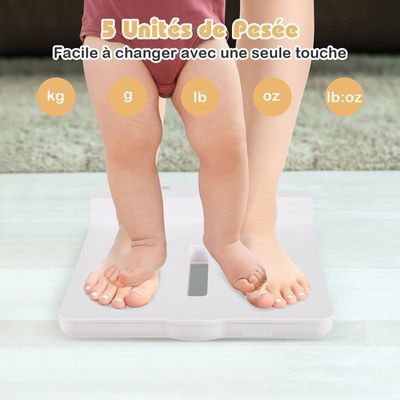 COSTWAY Pèse-Bébé Numérique 2 En 1 Avec 4 Modes - Balance Précise Jusqu'à 30 Kg Et Mesure Taille 60 Cm