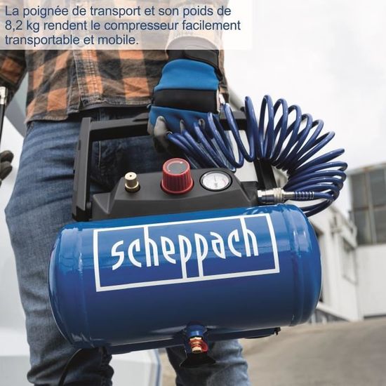Compresseur Scheppach - Hc06 - 6l - 1200w - Tuyau 5 M à Prix
