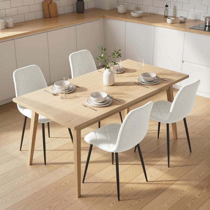 GORELAX Lot De 4 Chaises De Salle à Manger Rembourrées En Lin Avec Pieds En Bois Massif, Assise Et Dossier Rembourrés, Pour Restaurant, Cuisine, Salon ( Gris