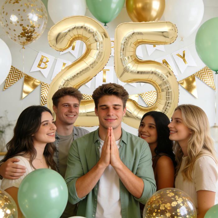2 Ballons Numéro 25, Ballon 25 Ans Anniversaire Or XXXL 100cm Gold Géant Ballon Figurines Gonflable Hélium Feuille Chiffres Deco Pour Femme Homme La Décoration De Fête Mariage D'anniversaire