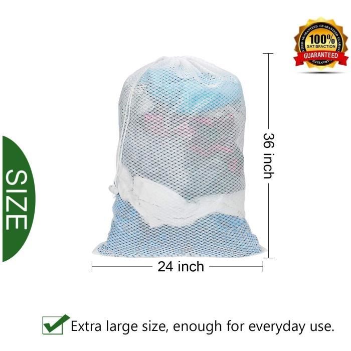 2 Sacs à Linge De Voyage - 60x90 Cm, 120L - Avec Cordon De Serrage - Pliable Et Léger