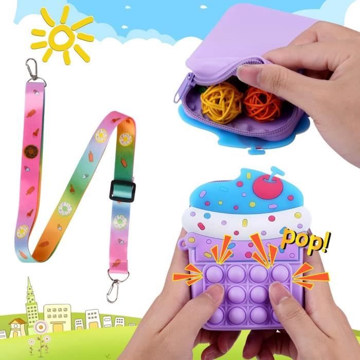Pop Its Sac à Main Fille 2 en 1 Fidget Bag Fidget Toy Silicone Push Bubble