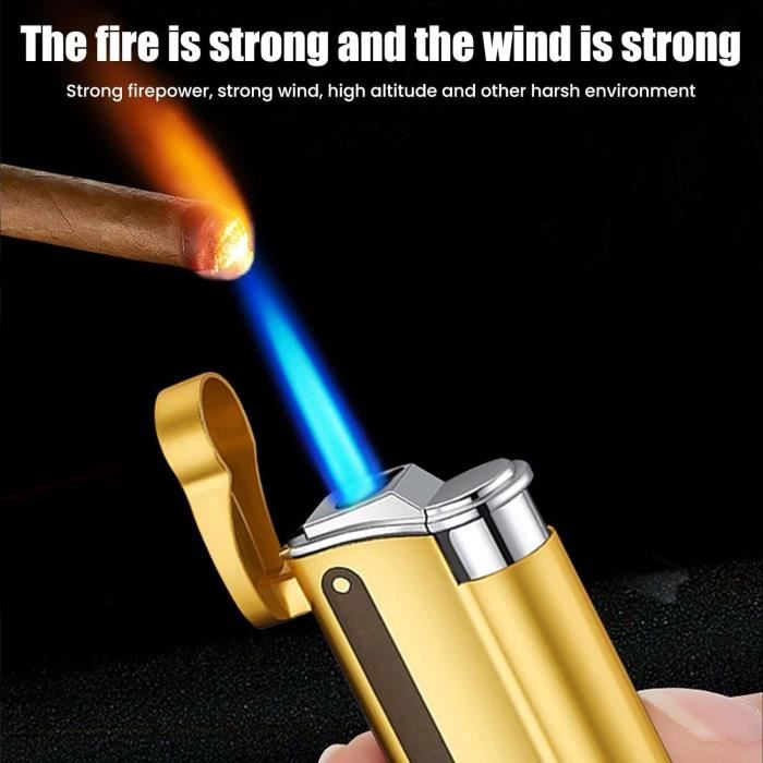 Briquet Tempête Triple Jet PIPITA – Rechargeable, Poinçon Intégré, Fenêtre Niveau Gaz, Alliage Zinc – Idéal Cigares, Cuisine, Outdoor (Noir)