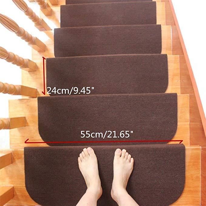Tapis D'escalier Adhésif Antidérapant ENEN - 2 Pièces 55x22x4,5 Cm Vert - Pour Seniors, Enfants, Chiens - Facile à Nettoyer - 8