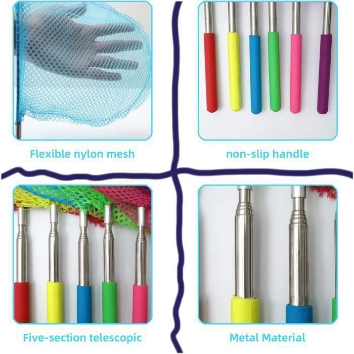 Filet à Papillon Télescopique Pour Enfants – Avec Seau Pliable, Bleu, 83,5 Cm, Maillage Antidérapant Pour Pêche Et Insectes