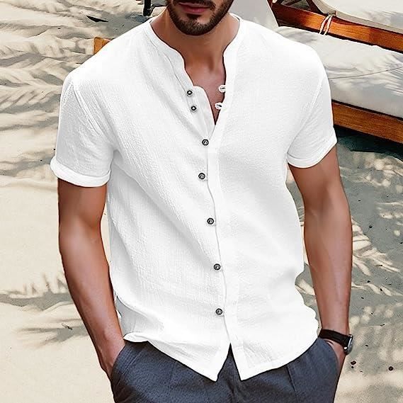 Chemise en lin manche courte homme on sale