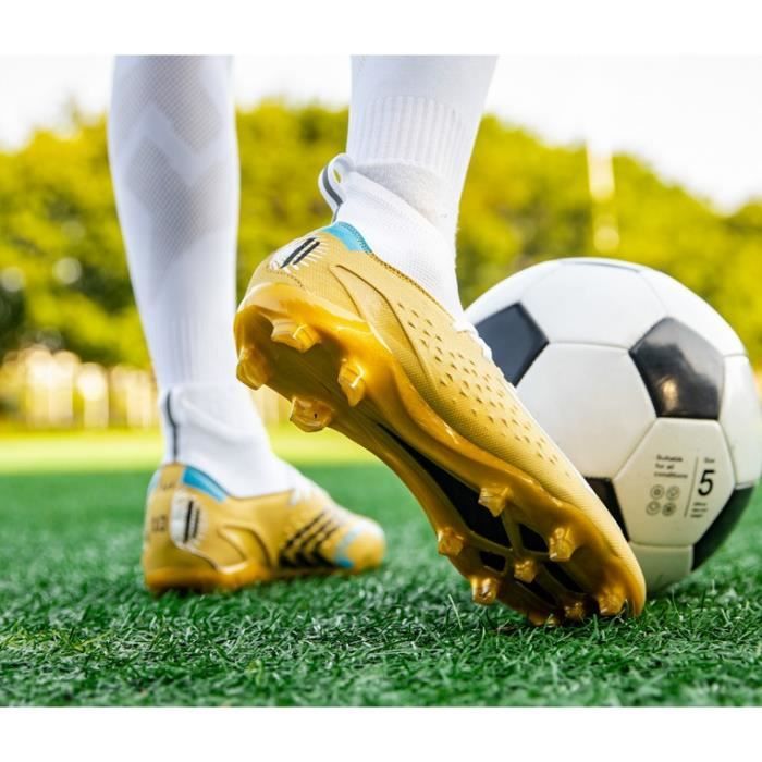 Chaussures de Football Homme High Top Chaussure de Foot Crampons Athletisme Chaussures de Entrainement pour Adolescents gold Cdiscount Sport