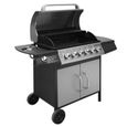 🌊9876 Barbecue à gaz pour Jardin Terrasses BBQ Brasero Ménager - 6 + 1 zone de cuisson Noir et argenté-3