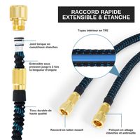 Tuyau D'Arrosage Extensible 15m Disdarkday - Tuyau Jardin 3X Avec 10 Modes Pistolet 1/2" 3/4" Adaptateurs Vert