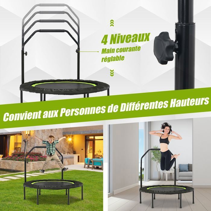 Trampoline De Fitness PliableMax 101 Cm 150kg Accoudoirs