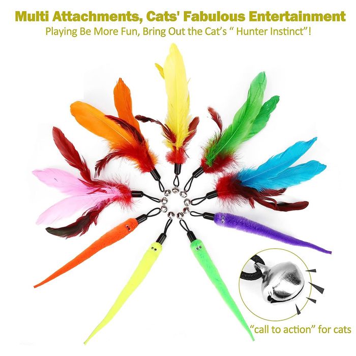 Canne à Chat Jouet Halloween - Avec Attache Fantôme/Crâne - Stimulation Et Exercice