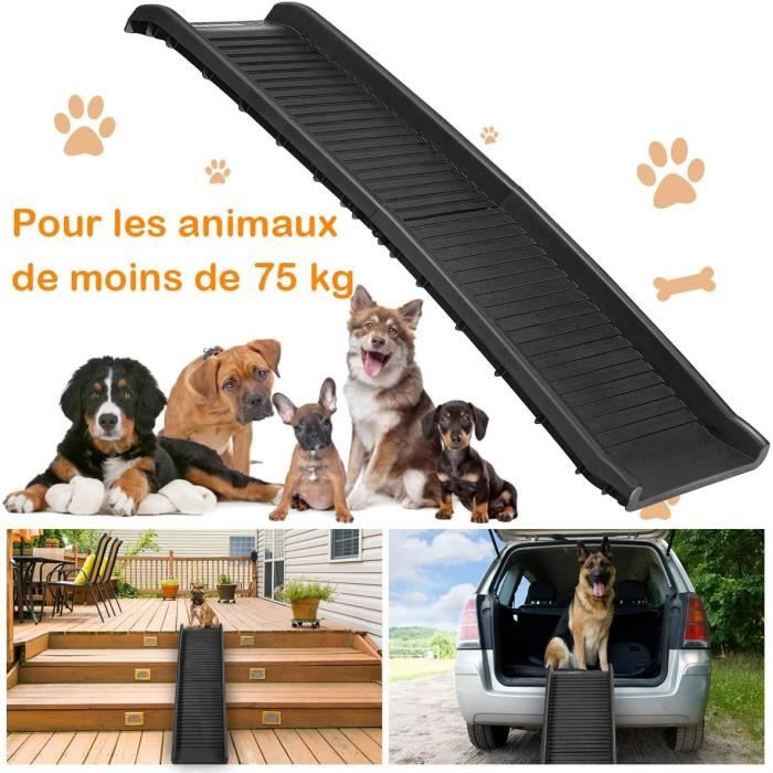 VIDAXL Rampe de voiture pliable pour chiens Noir 155,5x40x15,5 cm pas cher  
