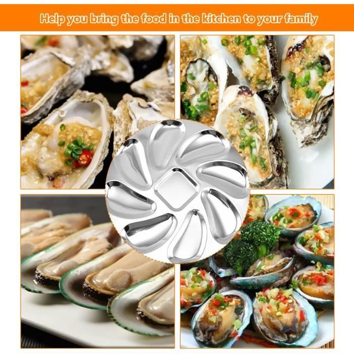 7 Pièces Bols à Huîtres En Inox - Inclus Couteau à Huîtres - Pour Service Et Cuisson Au Four, BBQ