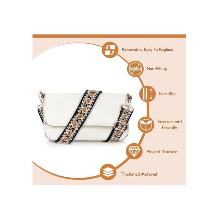 Hitopin 4 Pièces Bandoulière Réglable Large 3,8 Cm - Sangle Sac à Main Ajustable Robuste Pour Sacs Sangle Polyester Sac