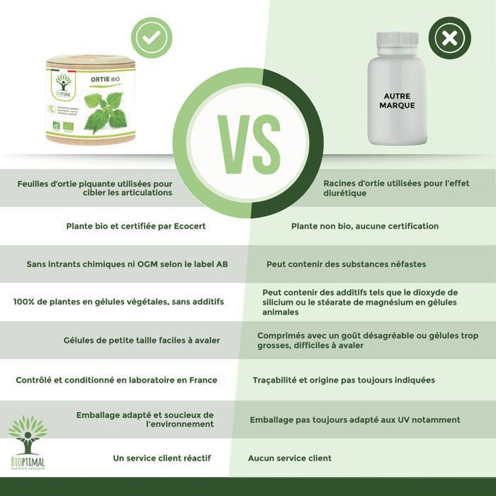 Complément Alimentaire Ortie Bio - 120 Gélules - Fabriqué En France | Neuf
