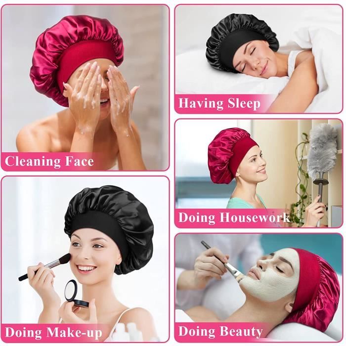Bonnet Satin Cheveux Nuit, Bonnet De Nuit Satin, Bonnet Soie Cheveu Nuit Bonnet Cheveux Nuit Pour Femmes Bonnets De Douche