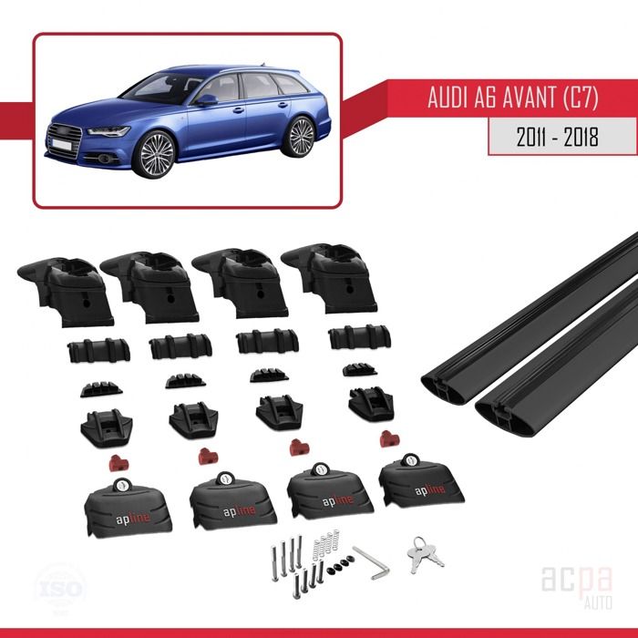 Barres De Toit Transversales Aluminium Pour Audi A6 (C6) Allroad 2006-2011 - Amovibles, 75kg Max