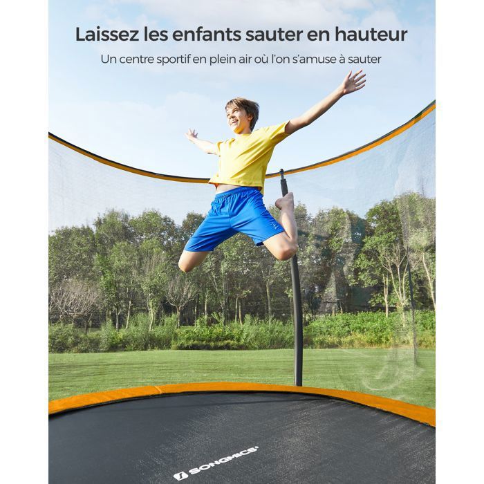 Songmics – Trampoline extérieur 183 cm – Charge maximale 100 kg – Poteaux en acier galvanisé – Filet de sécurité 1,8 m – STR6FT