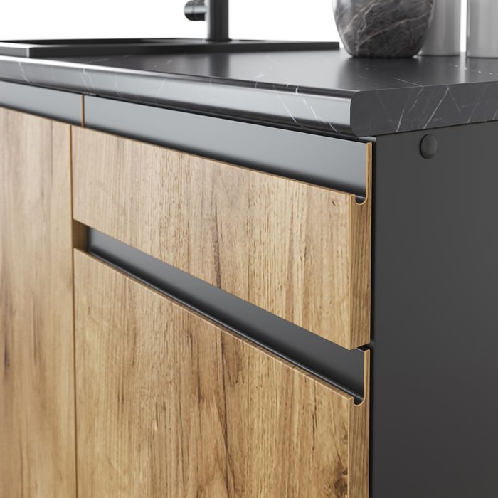 Cuisine intégrée Cuisine en bloc Kitchenette Raul 240cm