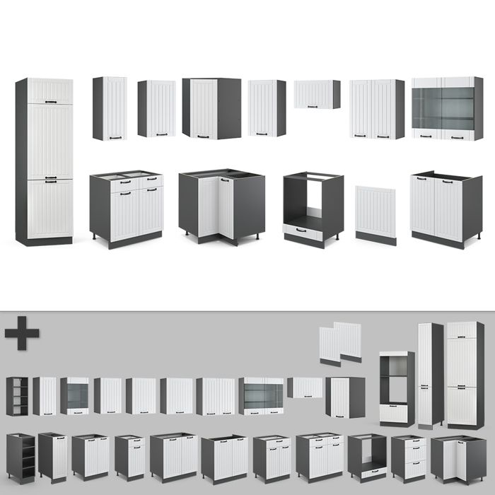 Vicco cuisine en angle fame-line, chêne doréanthracite, 227 x