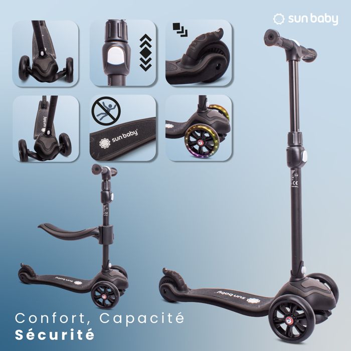 BELEEV Trottinette 3 Roues Avec Roues LED, Guidon Réglable 4 Hauteurs, Plateau Antidérapant, Direction Inclinée, Pour Enfants De 2 à 6 Ans