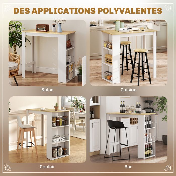 HOMCOM Table De Bar Table Haute De Cuisine Mange-debout Châssis