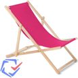 Chaise longue bain de soleil pliante à dossier réglable rose-0